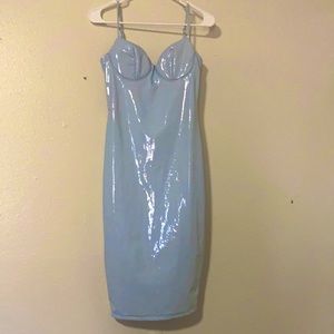 A silvery blue dress
